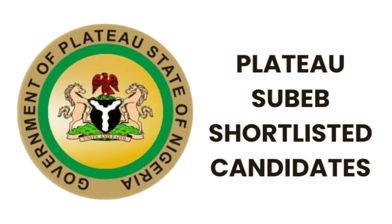 Plateau SUBEB (PSUBEB) Shortlisted Candidates 2025/2026 | Download PDF