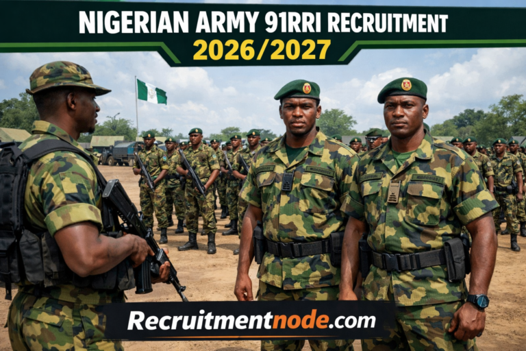 Nigerian Army 91RRI Recruitment 2026/https://recruitmentnode.com/